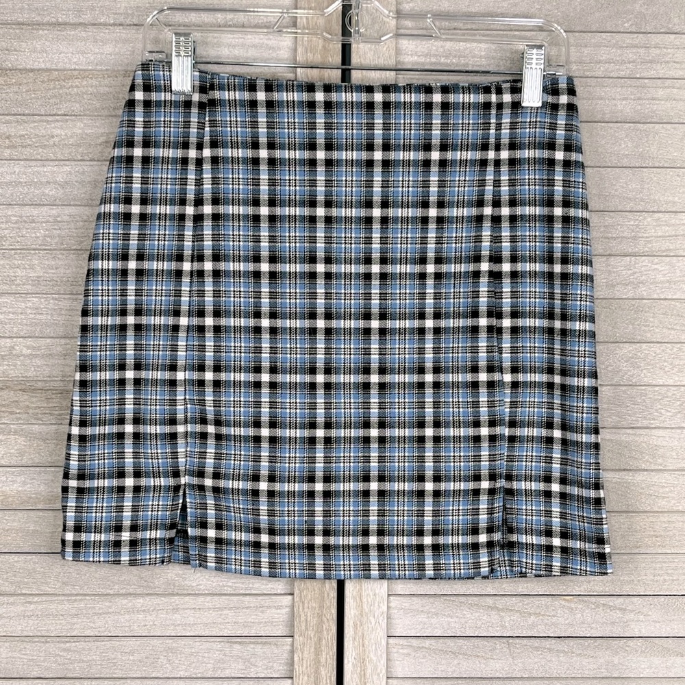 LOVE ON A HANGER Mini Skirt Plaid Blue Multi-9